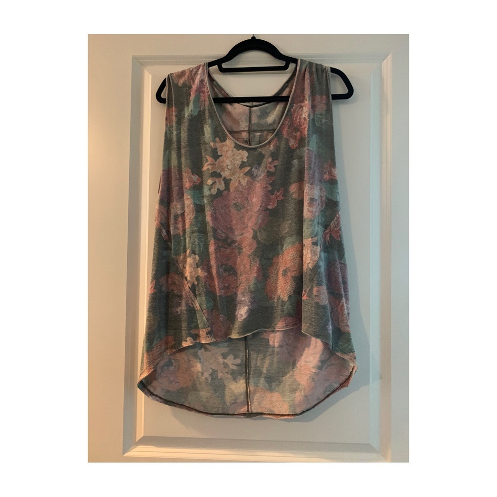 Free People Burnout Floral Tank LG yoga gym